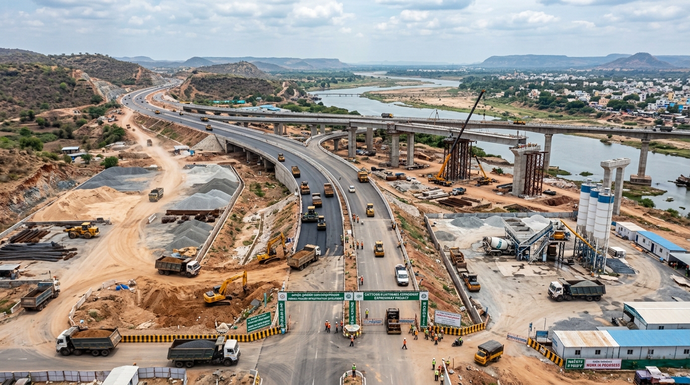 Large infrastructure construction site